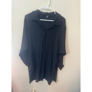 Gomorn Black Button Down Long Sleeve Coverup